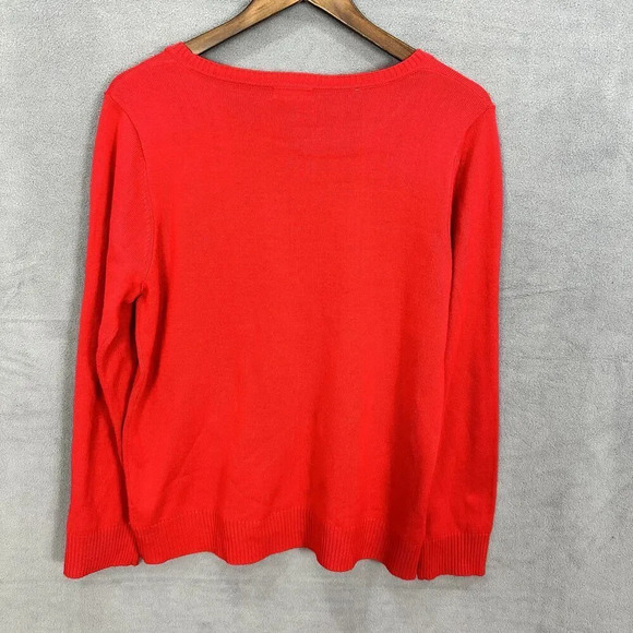 Verve ami pullover sweater womens XL red penguin‎ sequin cozy cabincore holiday - Picture 8 of 8